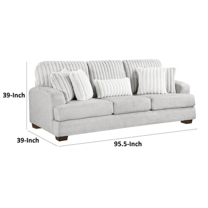 Divano Witz, 96 pollici, 5 cuscini, velluto a coste grigio chiaro