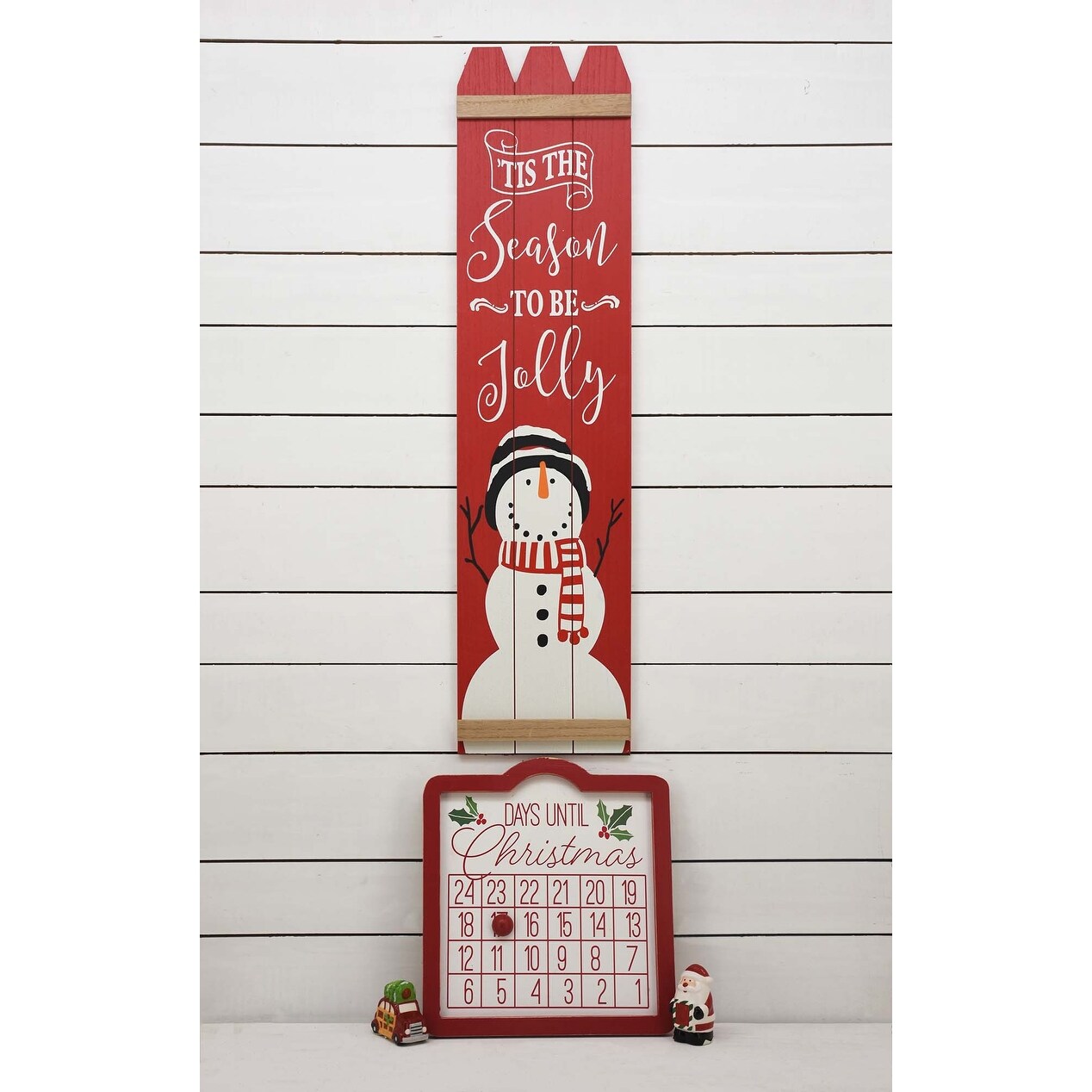 Decorazione natalizia in legno per porta d'ingresso, rossa