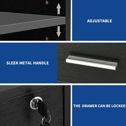 Mobiletto portadocumenti in legno con stazione di ricarica Mobiletto portadocumenti laterale mobile con serratura Adatto a documenti in formato A4 Letter Legal