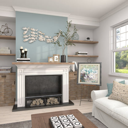 Decorazione murale per la casa a forma di pesce in legno fatto a mano con effetto anticato marrone - Bianco - Roche River Decor