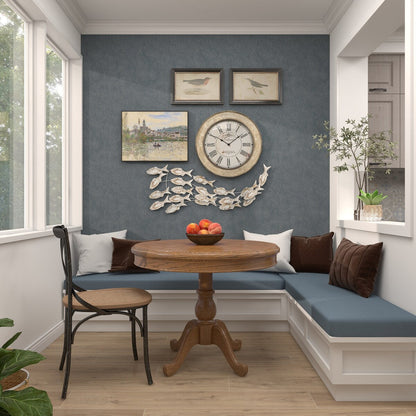 Decorazione murale per la casa a forma di pesce in legno fatto a mano con effetto anticato marrone - Bianco - Roche River Decor