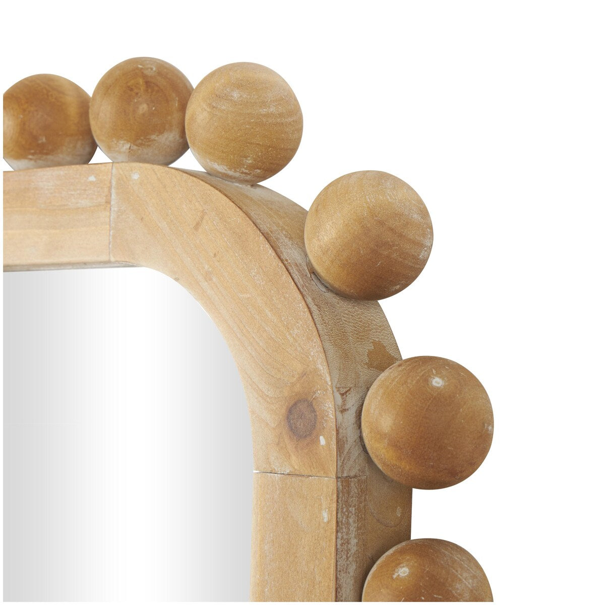 Specchio da parete in legno con cornice perlinata - Marrone - Roche River Decor