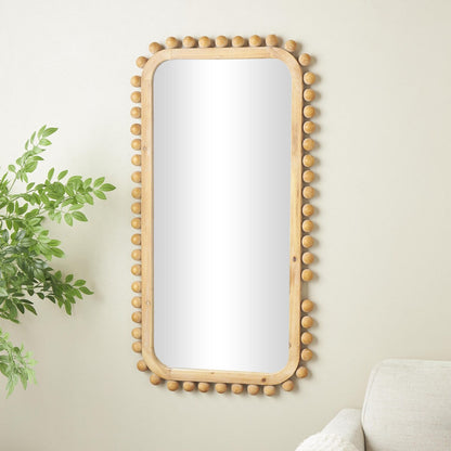 Specchio da parete in legno con cornice perlinata - Marrone - Roche River Decor