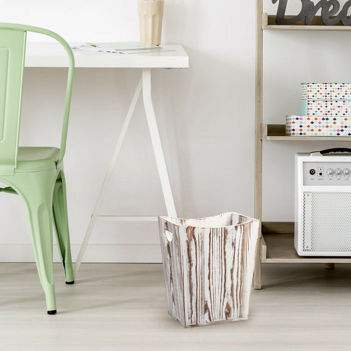 Cestino per rifiuti in legno, cestino per rifiuti in stile rustico da fattoria