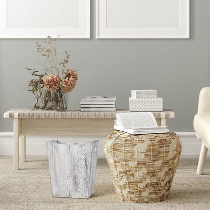 Cestino per rifiuti in legno, cestino per rifiuti in stile rustico da fattoria