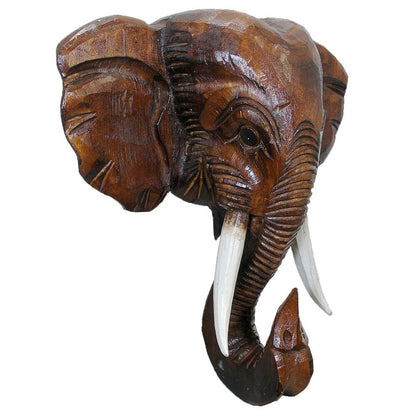 Decorazione da parete a forma di testa di elefante in legno