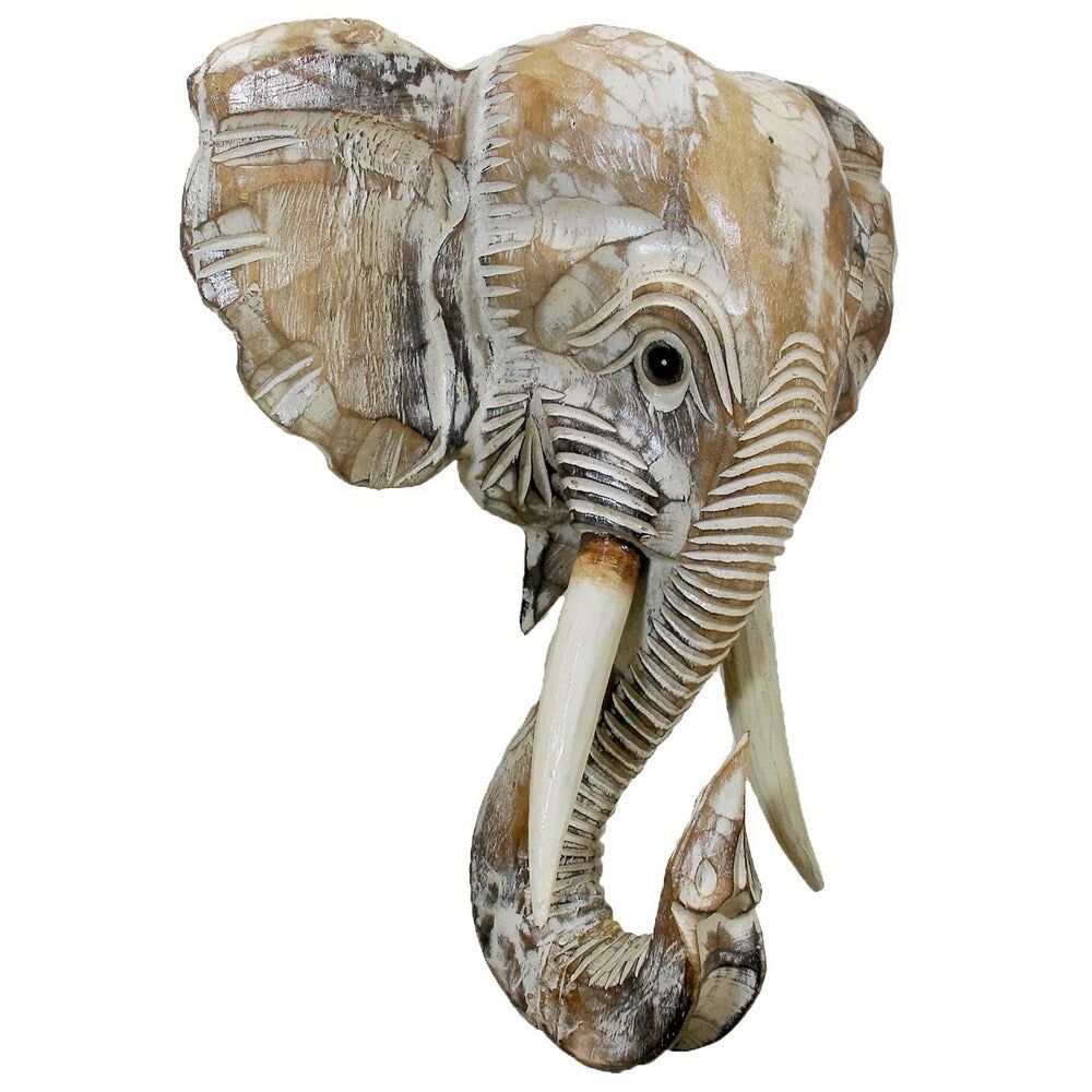 Decorazione da parete a forma di testa di elefante in legno