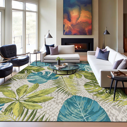 Tappeto da interno/esterno con motivi floreali tropicali contemporanei della World Rug Gallery
