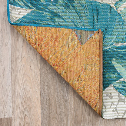 Tappeto da interno/esterno con motivi floreali tropicali contemporanei della World Rug Gallery