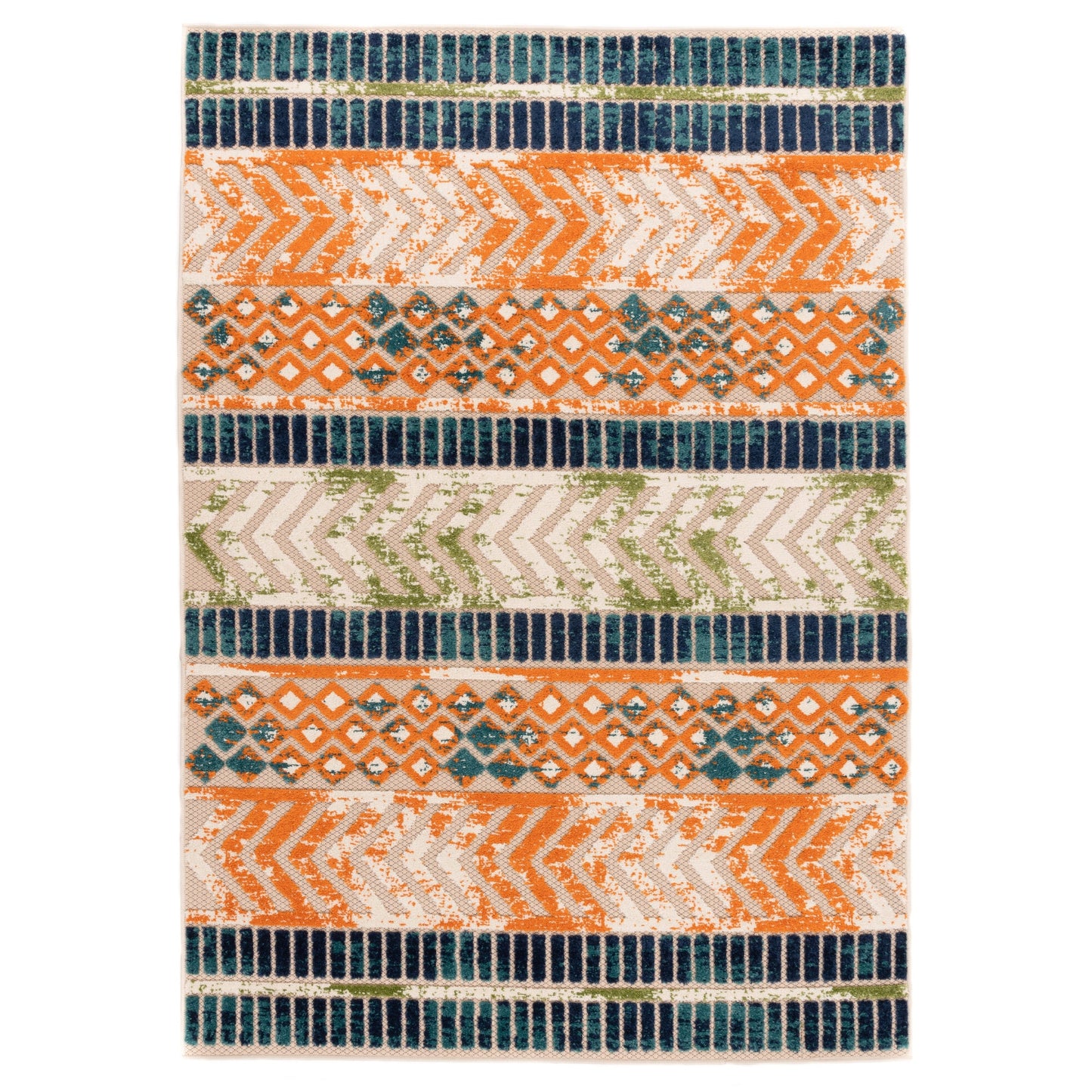 Tappeto per interni/esterni con motivo geometrico anticato della World Rug Gallery