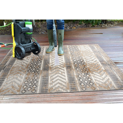 Tappeto per interni/esterni con motivo geometrico anticato della World Rug Gallery