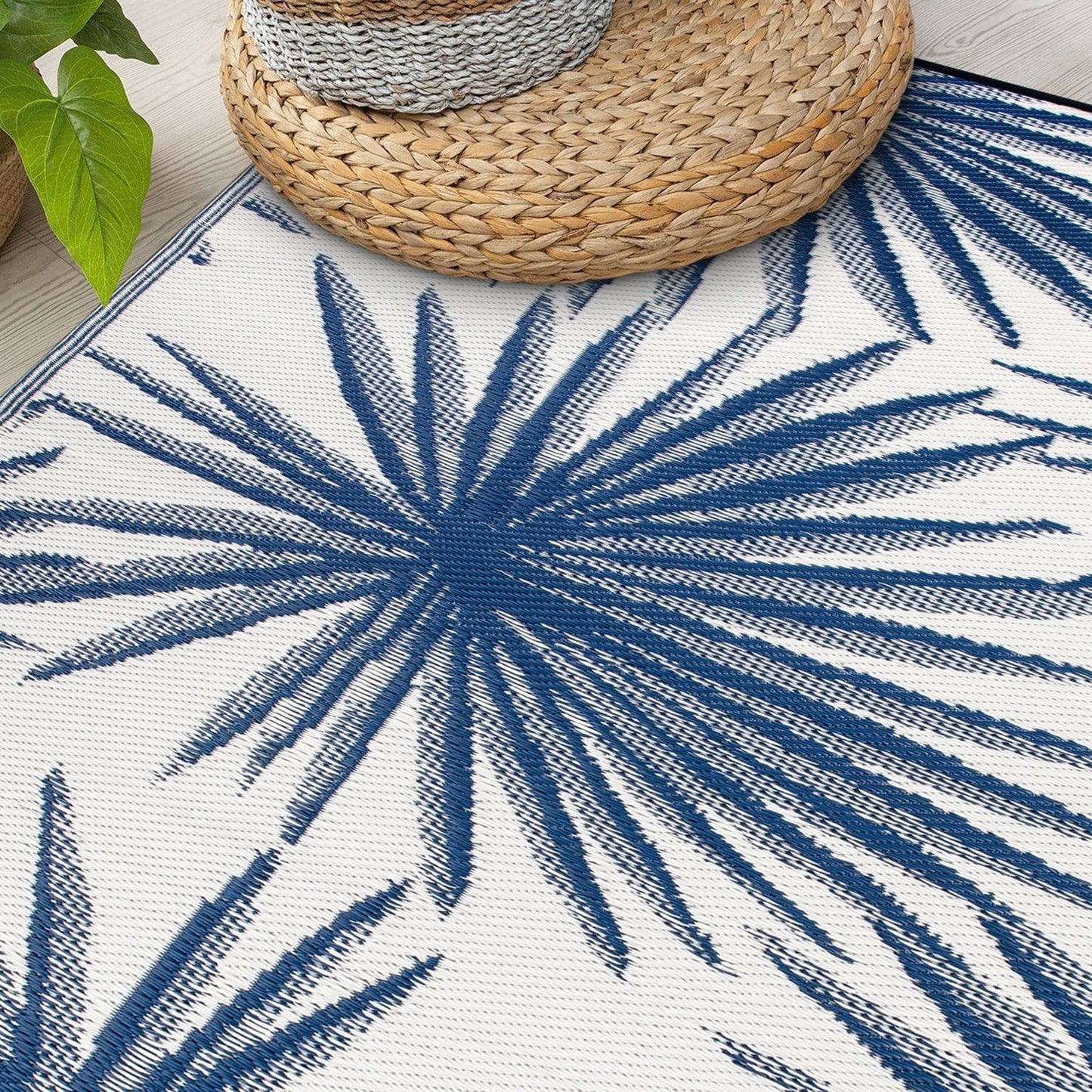 World Rug Gallery Tappeti da esterno reversibili in plastica riciclata con motivi floreali e tropicali