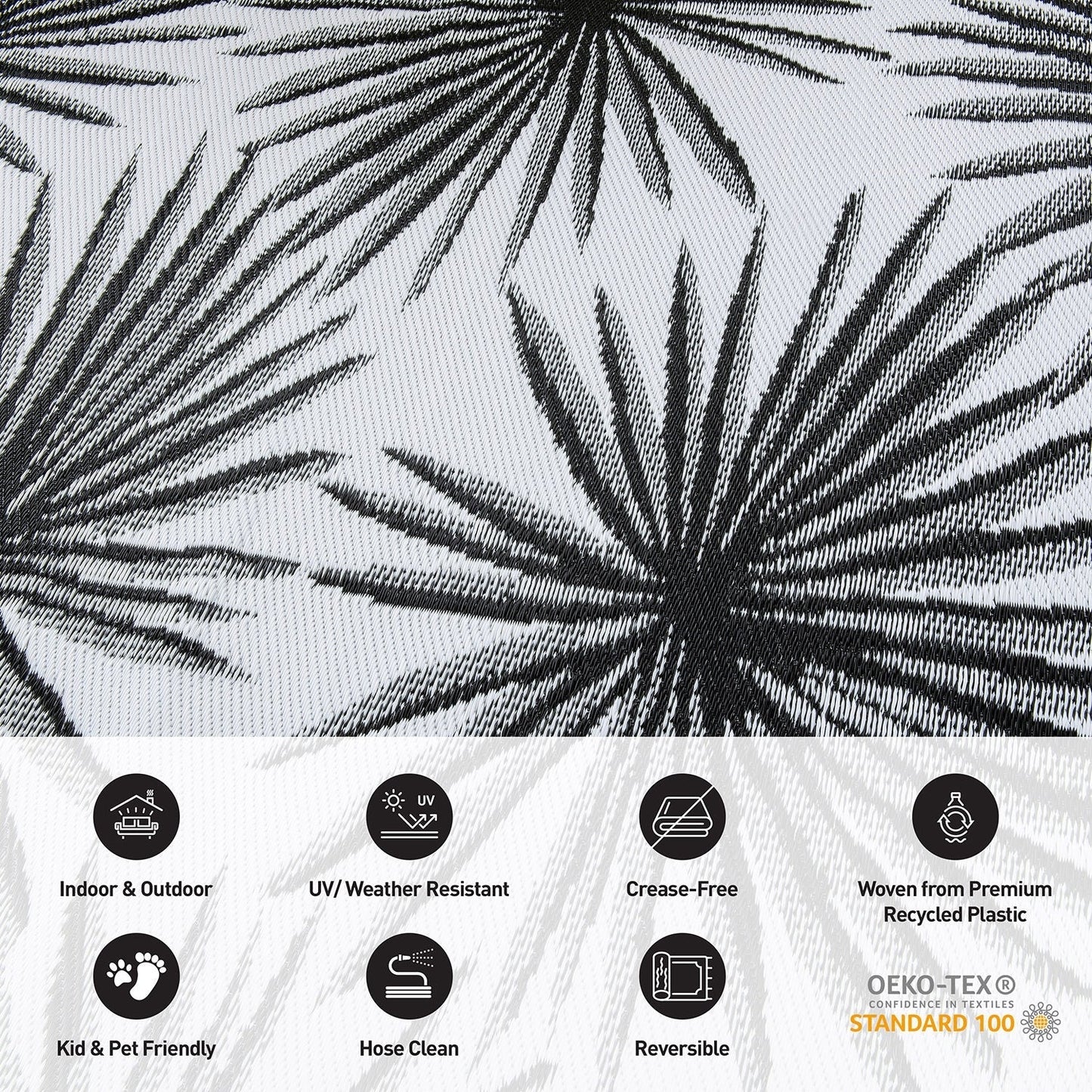 World Rug Gallery Tappeti da esterno reversibili in plastica riciclata con motivi floreali e tropicali