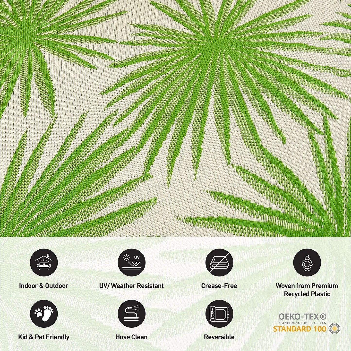 World Rug Gallery Tappeti da esterno reversibili in plastica riciclata con motivi floreali e tropicali