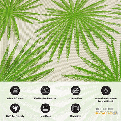 World Rug Gallery Tappeti da esterno reversibili in plastica riciclata con motivi floreali e tropicali