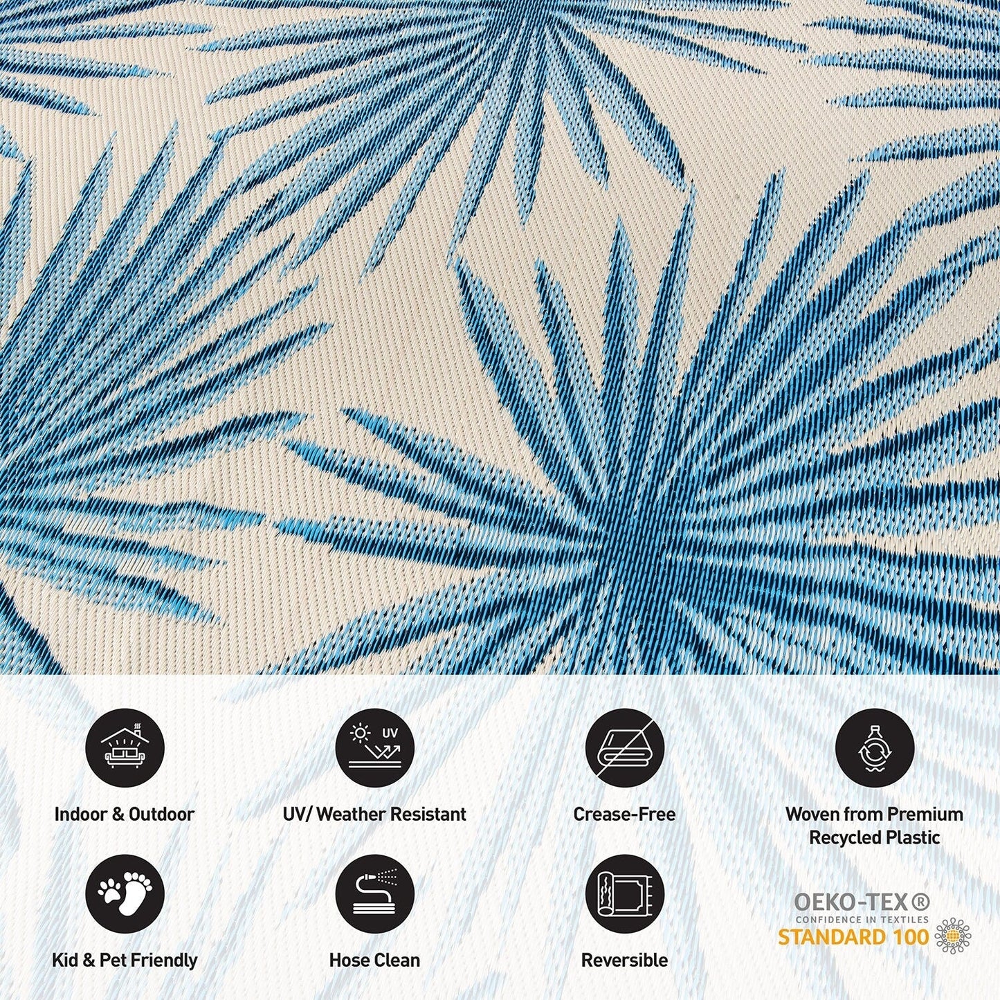 World Rug Gallery Tappeti da esterno reversibili in plastica riciclata con motivi floreali e tropicali