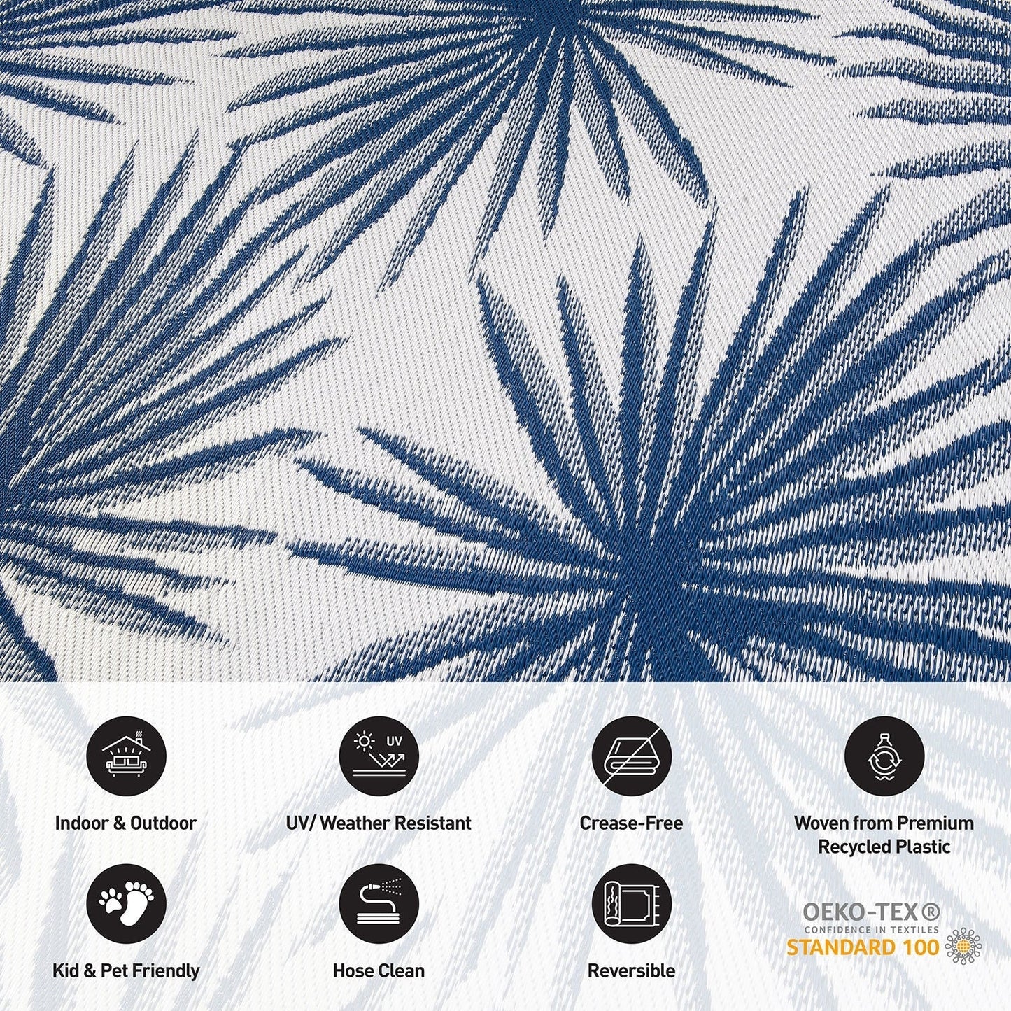 World Rug Gallery Tappeti da esterno reversibili in plastica riciclata con motivi floreali e tropicali