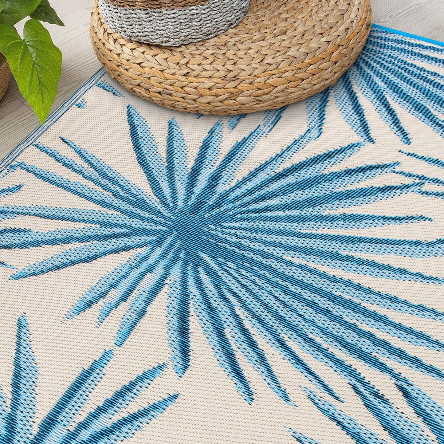 World Rug Gallery Tappeti da esterno reversibili in plastica riciclata con motivi floreali e tropicali