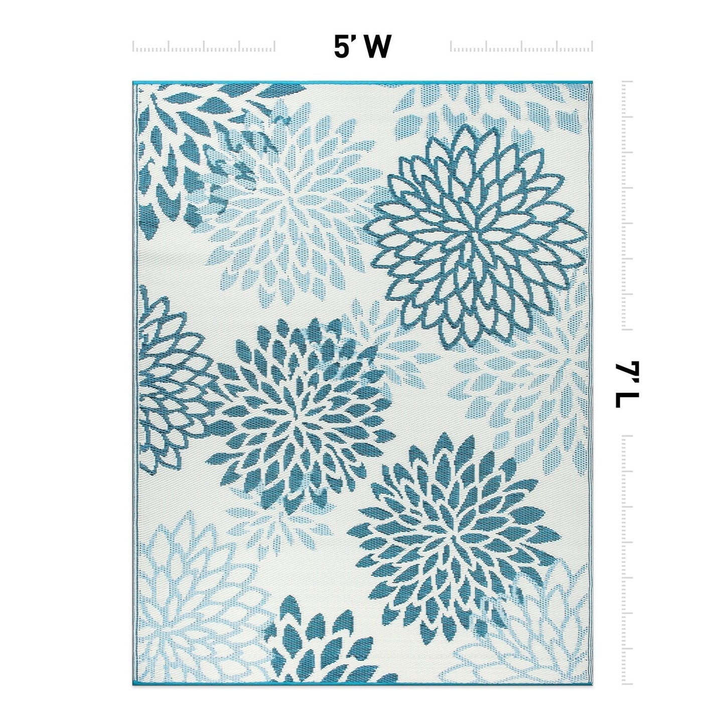 World Rug Gallery Tappeti da esterno reversibili in plastica riciclata con motivo floreale moderno Aloha