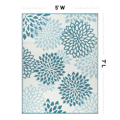 World Rug Gallery Tappeti da esterno reversibili in plastica riciclata con motivo floreale moderno Aloha