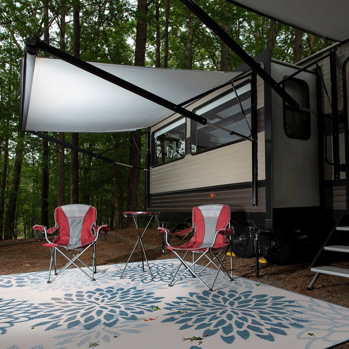 World Rug Gallery Tappeti da esterno reversibili in plastica riciclata con motivo floreale moderno Aloha