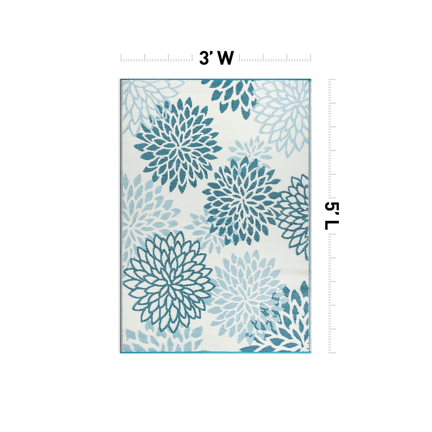 World Rug Gallery Tappeti da esterno reversibili in plastica riciclata con motivo floreale moderno Aloha