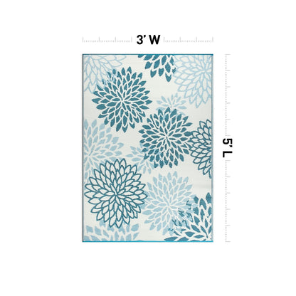 World Rug Gallery Tappeti da esterno reversibili in plastica riciclata con motivo floreale moderno Aloha