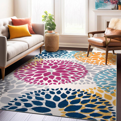Tappeto moderno con cerchi floreali della World Rug Gallery