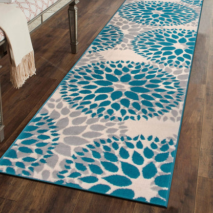 Tappeto moderno con cerchi floreali della World Rug Gallery