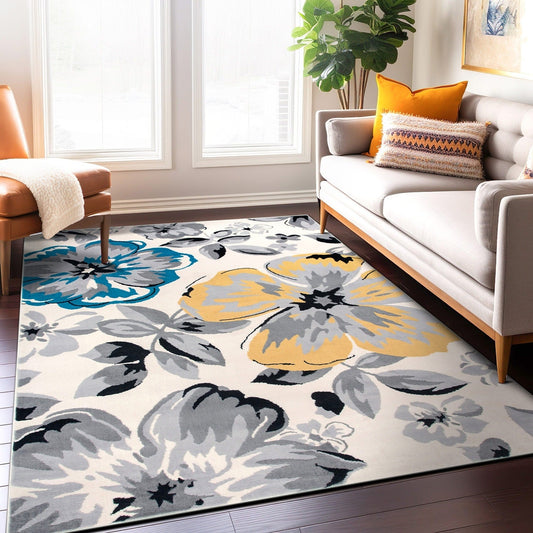 Tappeto moderno con motivo floreale della World Rug Gallery