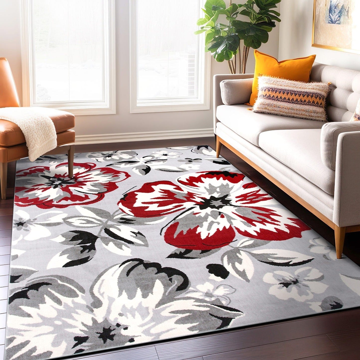 Tappeto moderno con motivo floreale della World Rug Gallery