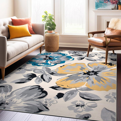 Tappeto moderno con motivo floreale della World Rug Gallery
