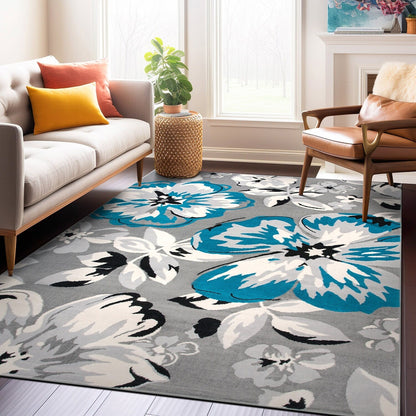 Tappeto moderno con motivo floreale della World Rug Gallery