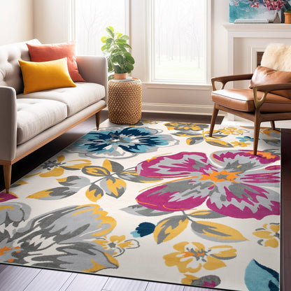 Tappeto moderno con motivo floreale della World Rug Gallery