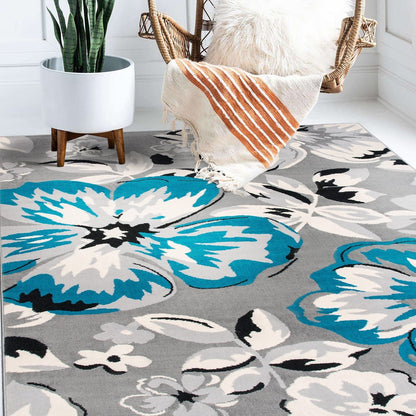 Tappeto moderno con motivo floreale della World Rug Gallery