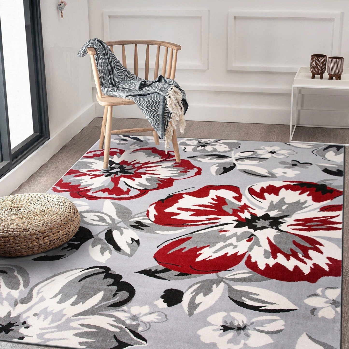 Tappeto moderno con motivo floreale della World Rug Gallery