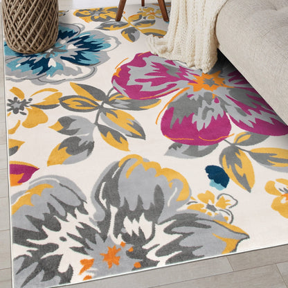 Tappeto moderno con motivo floreale della World Rug Gallery