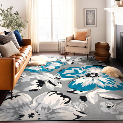 Tappeto moderno con motivo floreale della World Rug Gallery