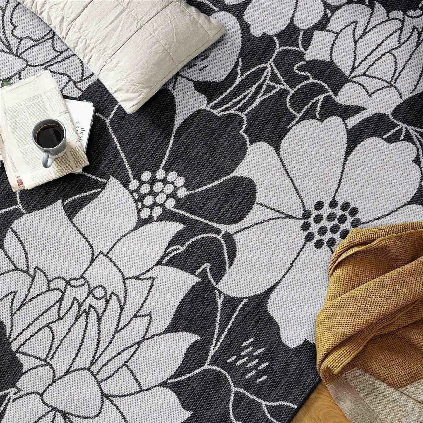 World Rug Gallery Tappeto moderno per interni/esterni con trama piatta e motivo floreale e fiori