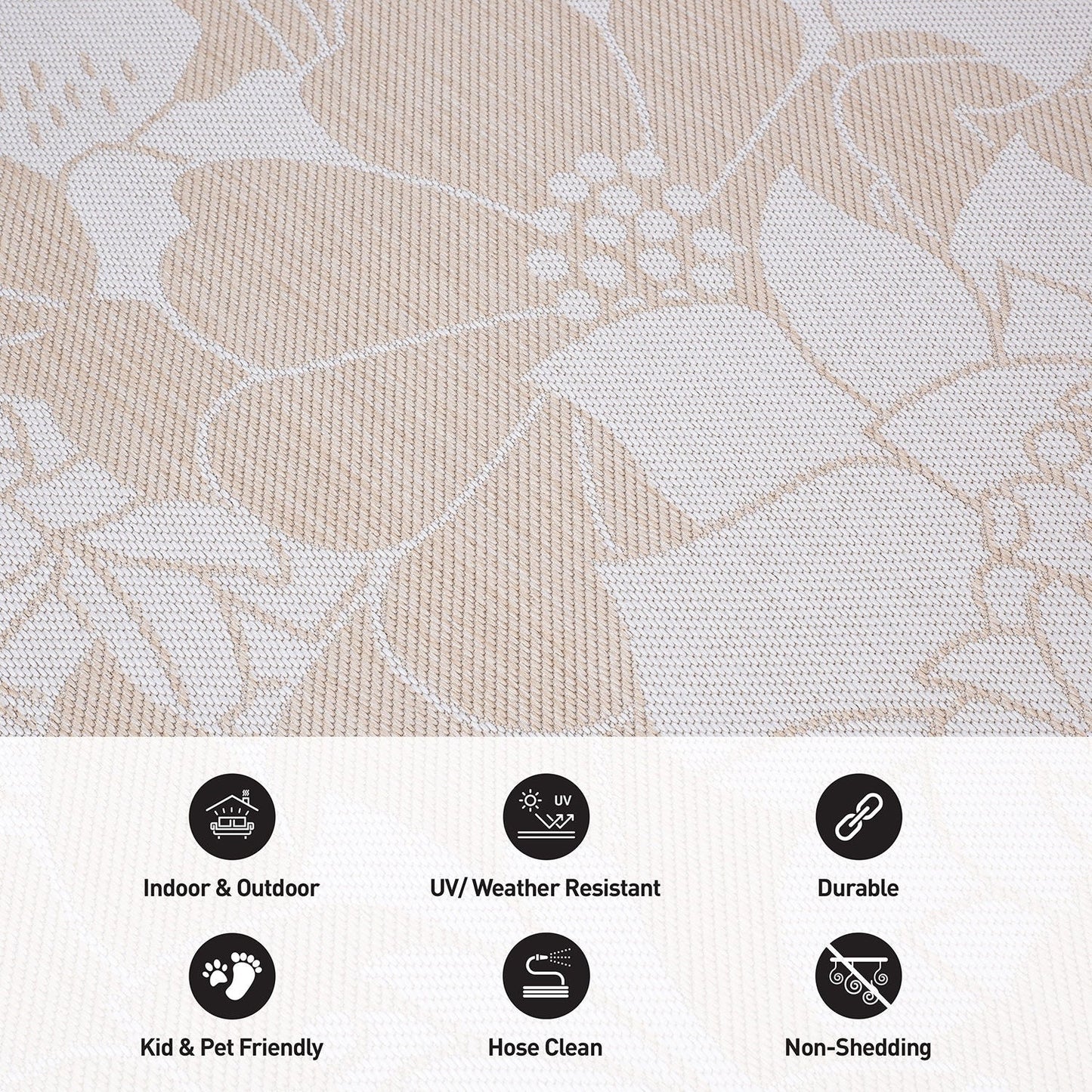 World Rug Gallery Tappeto moderno per interni/esterni con trama piatta e motivo floreale e fiori