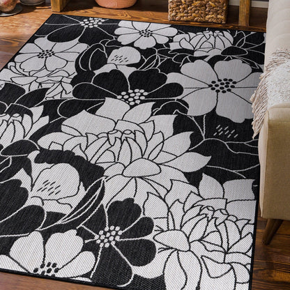 World Rug Gallery Tappeto moderno per interni/esterni con trama piatta e motivo floreale e fiori