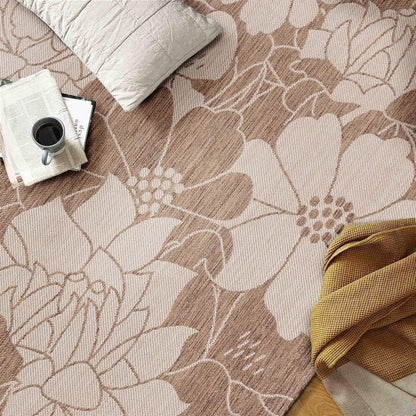 World Rug Gallery Tappeto moderno per interni/esterni con trama piatta e motivo floreale e fiori