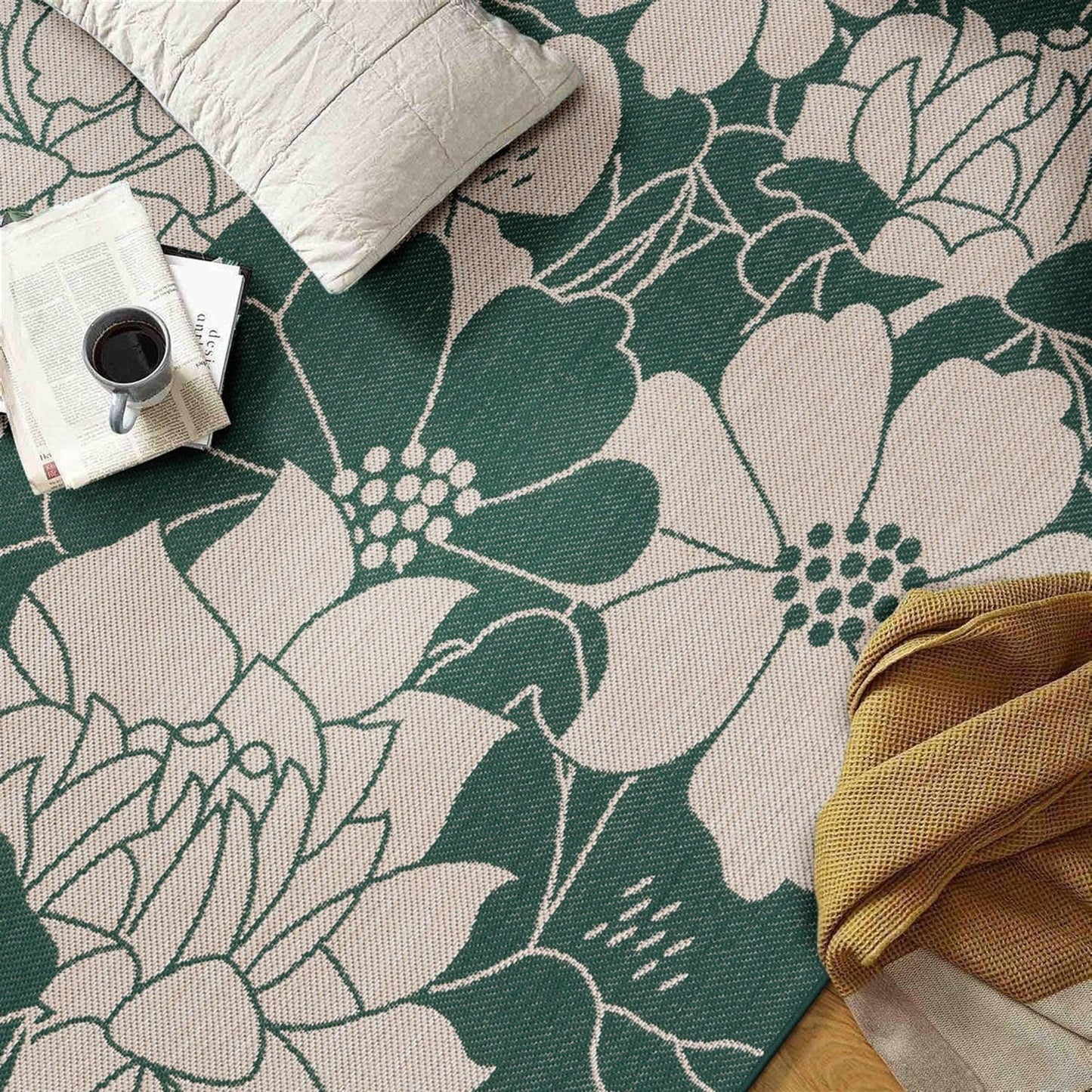 World Rug Gallery Tappeto moderno per interni/esterni con trama piatta e motivo floreale e fiori