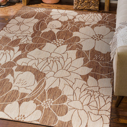 World Rug Gallery Tappeto moderno per interni/esterni con trama piatta e motivo floreale e fiori