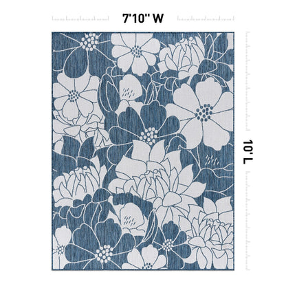 World Rug Gallery Tappeto moderno per interni/esterni con trama piatta e motivo floreale e fiori