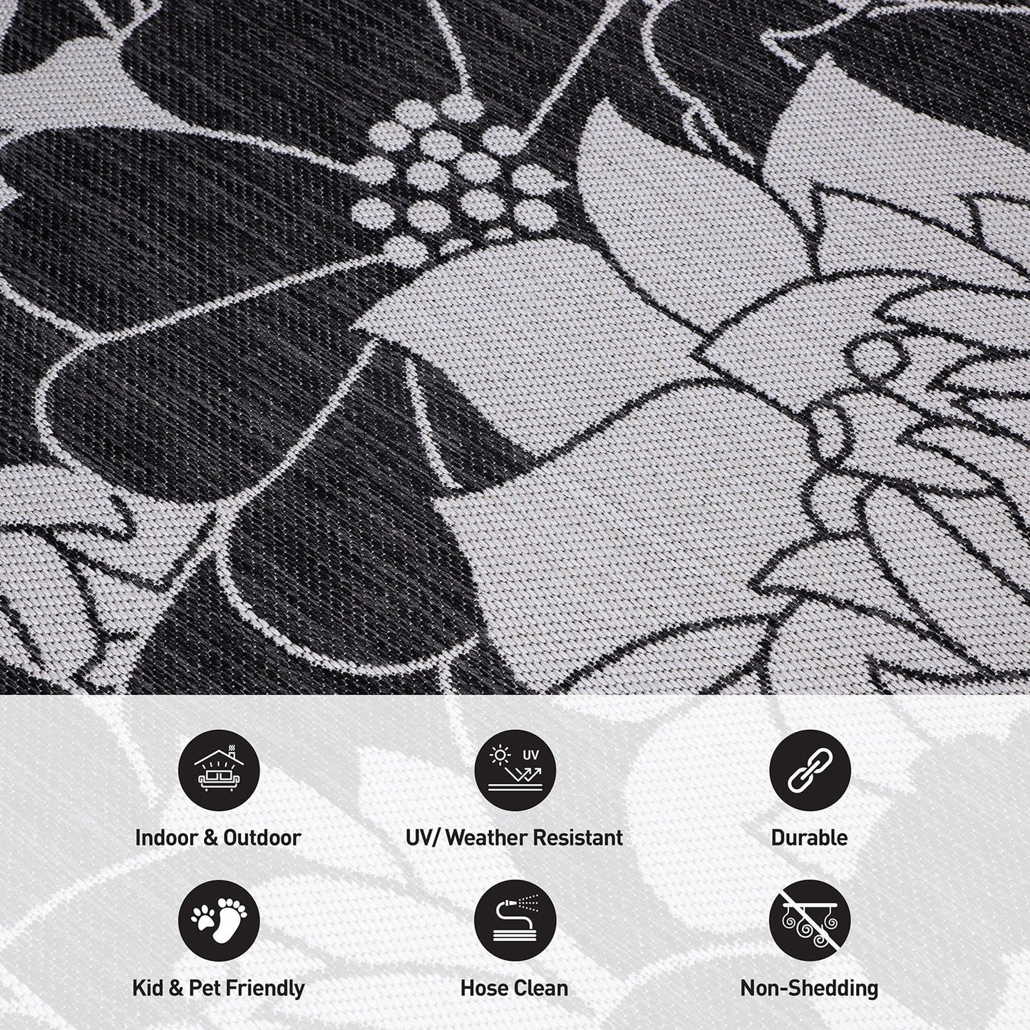 World Rug Gallery Tappeto moderno per interni/esterni con trama piatta e motivo floreale e fiori