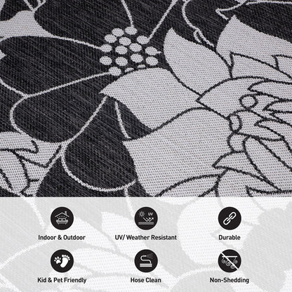 World Rug Gallery Tappeto moderno per interni/esterni con trama piatta e motivo floreale e fiori