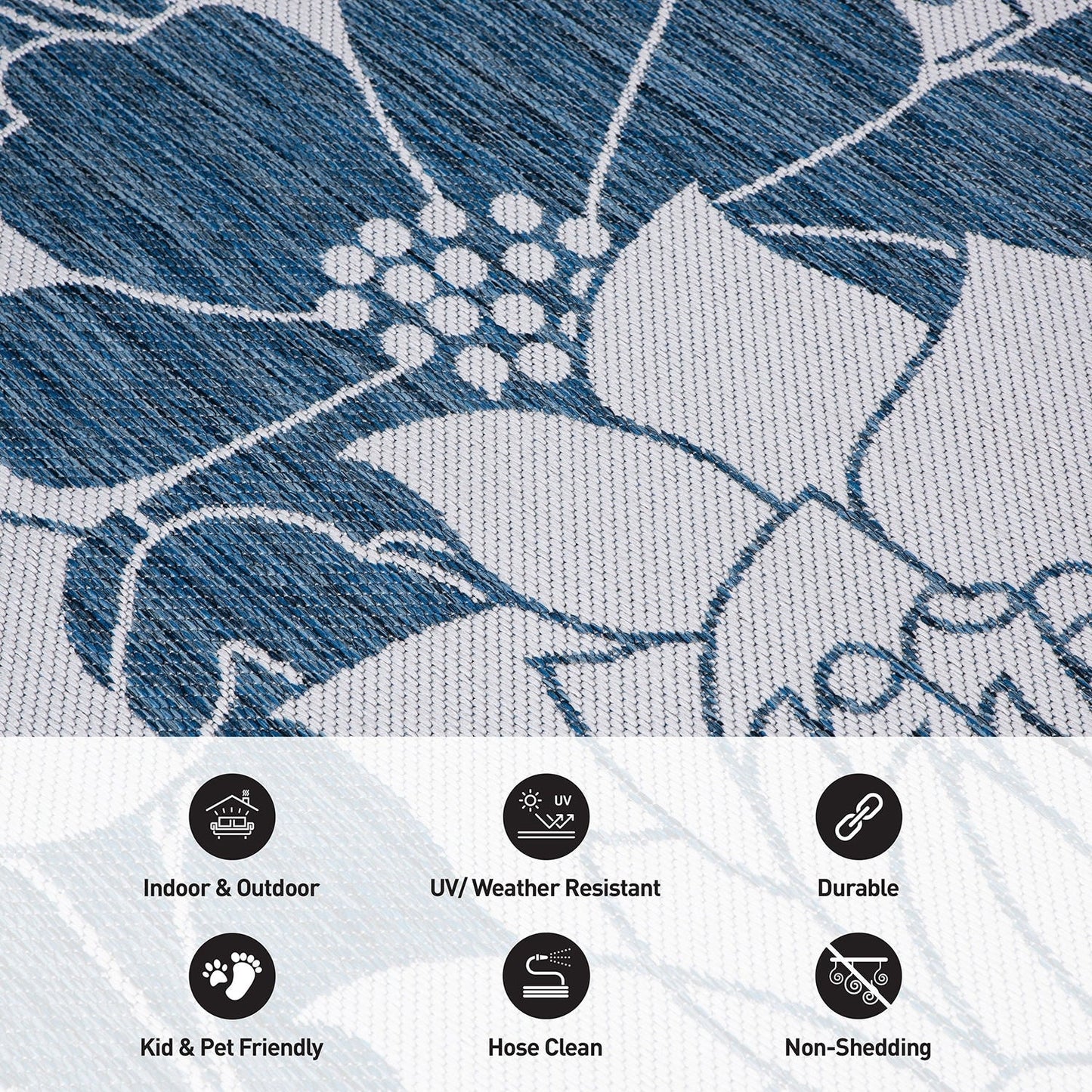 World Rug Gallery Tappeto moderno per interni/esterni con trama piatta e motivo floreale e fiori