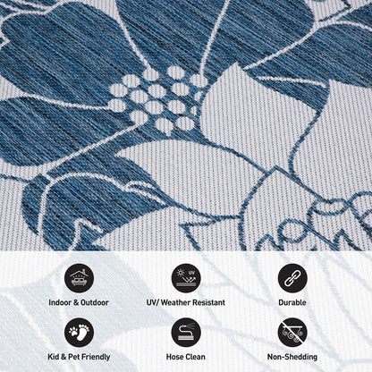 World Rug Gallery Tappeto moderno per interni/esterni con trama piatta e motivo floreale e fiori