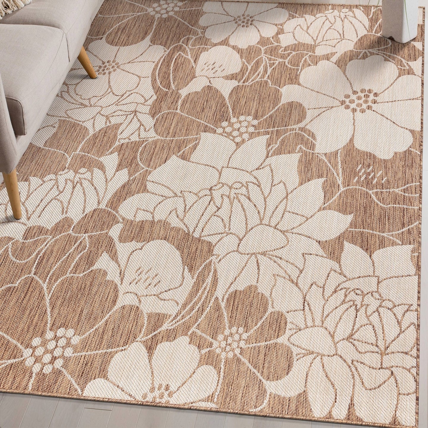 World Rug Gallery Tappeto moderno per interni/esterni con trama piatta e motivo floreale e fiori